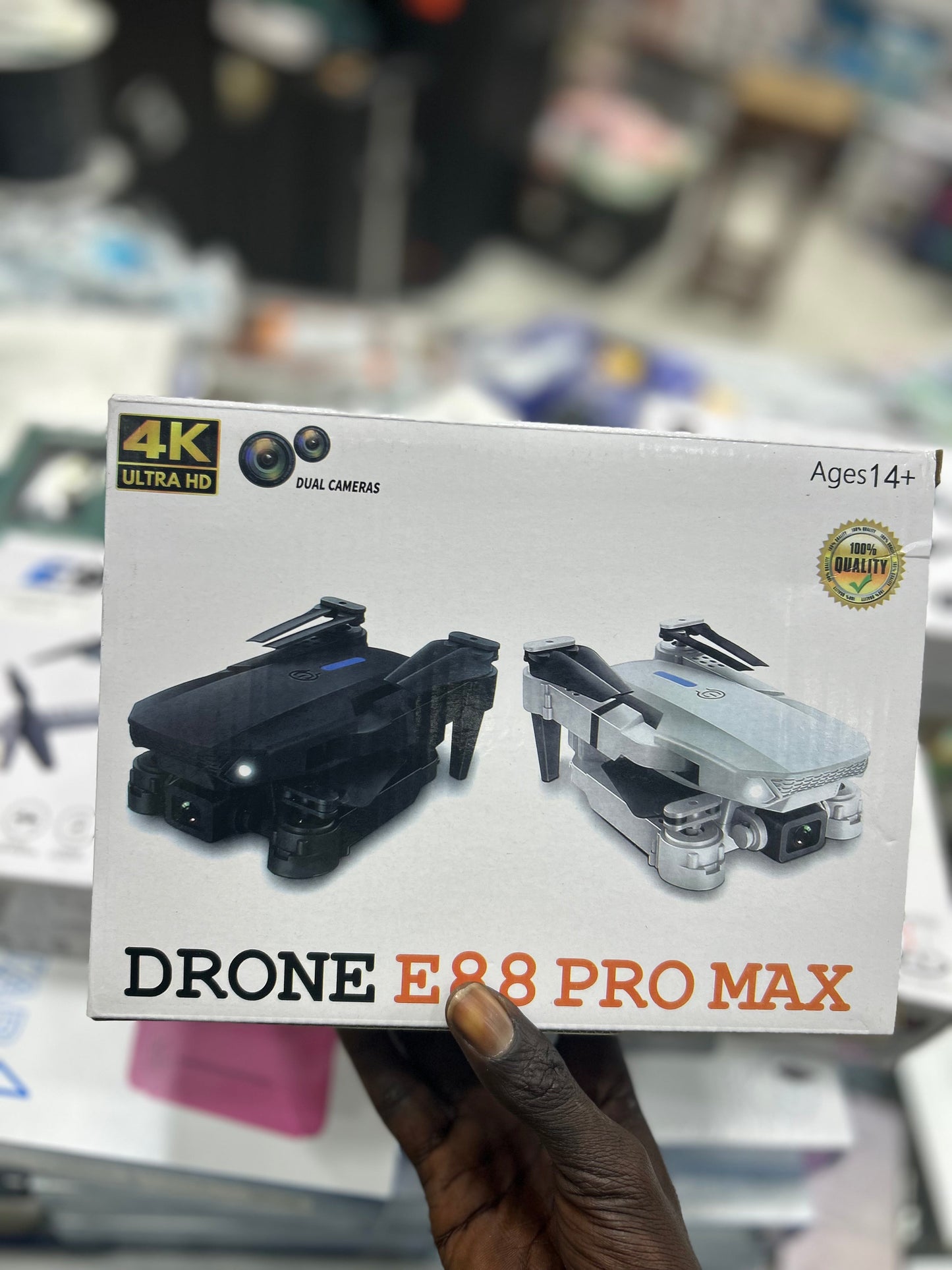 Drone E88 Pro Max - 4K Ultra HD Double Caméra Pliable Noir & Gris