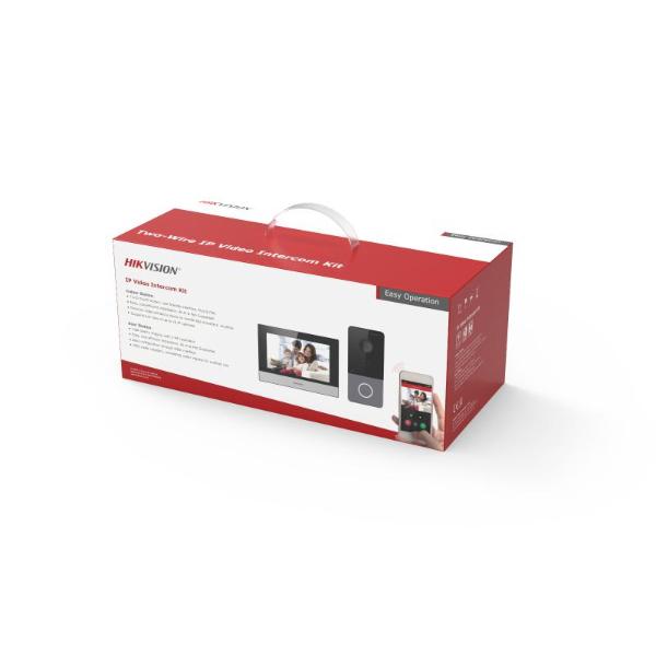 Hikvision DS-KIS604-P – Kit Interphone Vidéo IP 2 Fils Écran 7” Tactile + Caméra + Empreinte Digitale