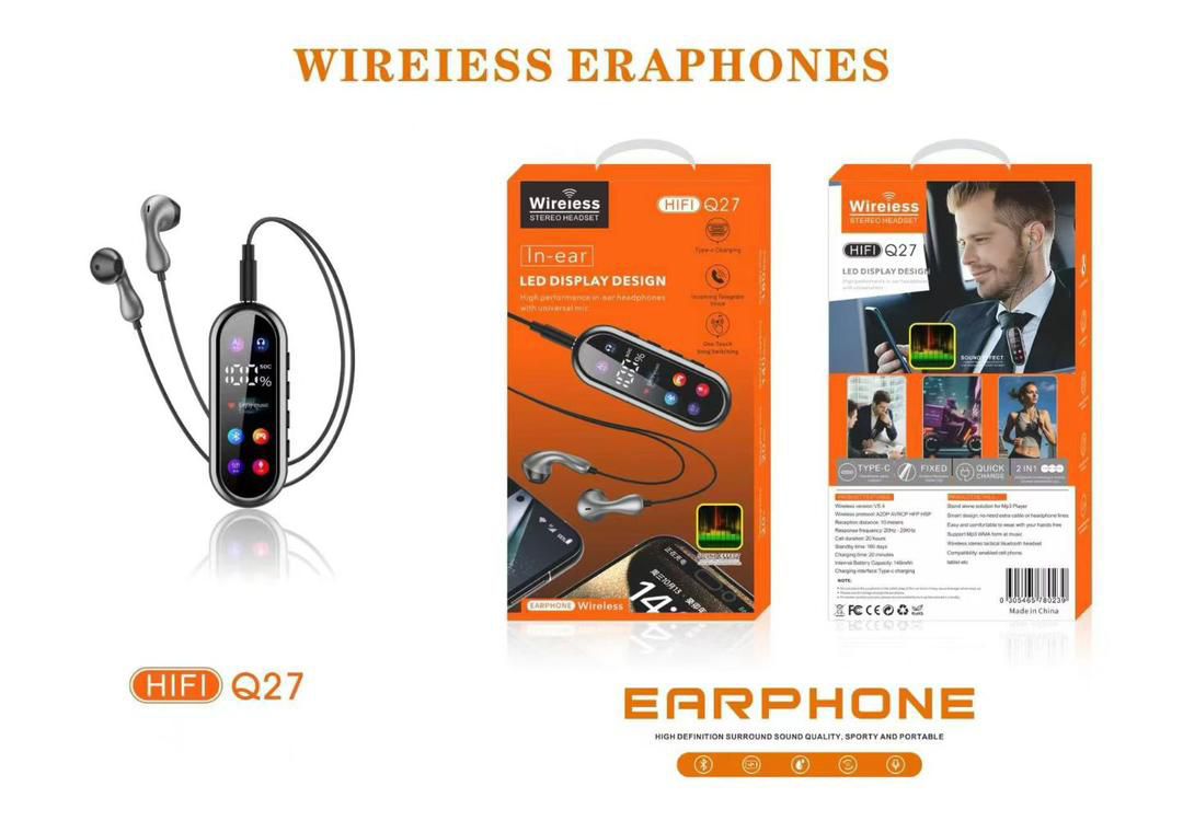 Écouteurs Sans Fil HIFI Q27 - Wireless Stereo Headset LED Display In-Ear