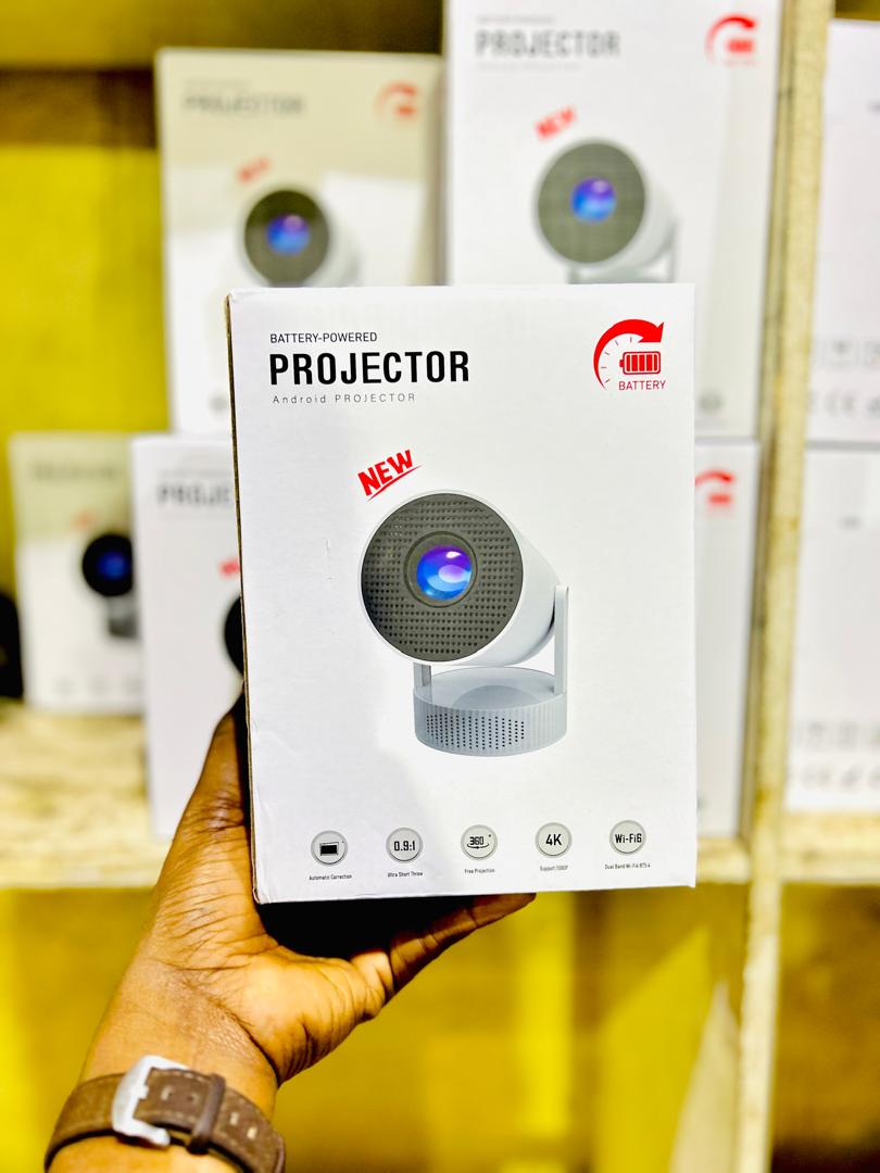Projecteur Android Battery-Powered 4K WiFi – 360°, Auto-Focus, Portable
