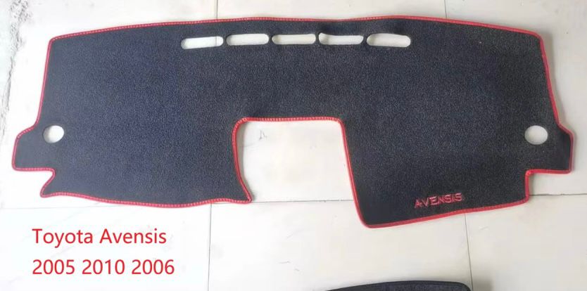 Tapis de Tableau de Bord Toyota Avensis – 2005, 2006 & 2010, Velours Noir, Liseré Rouge, Sur-Mesure, Anti-UV