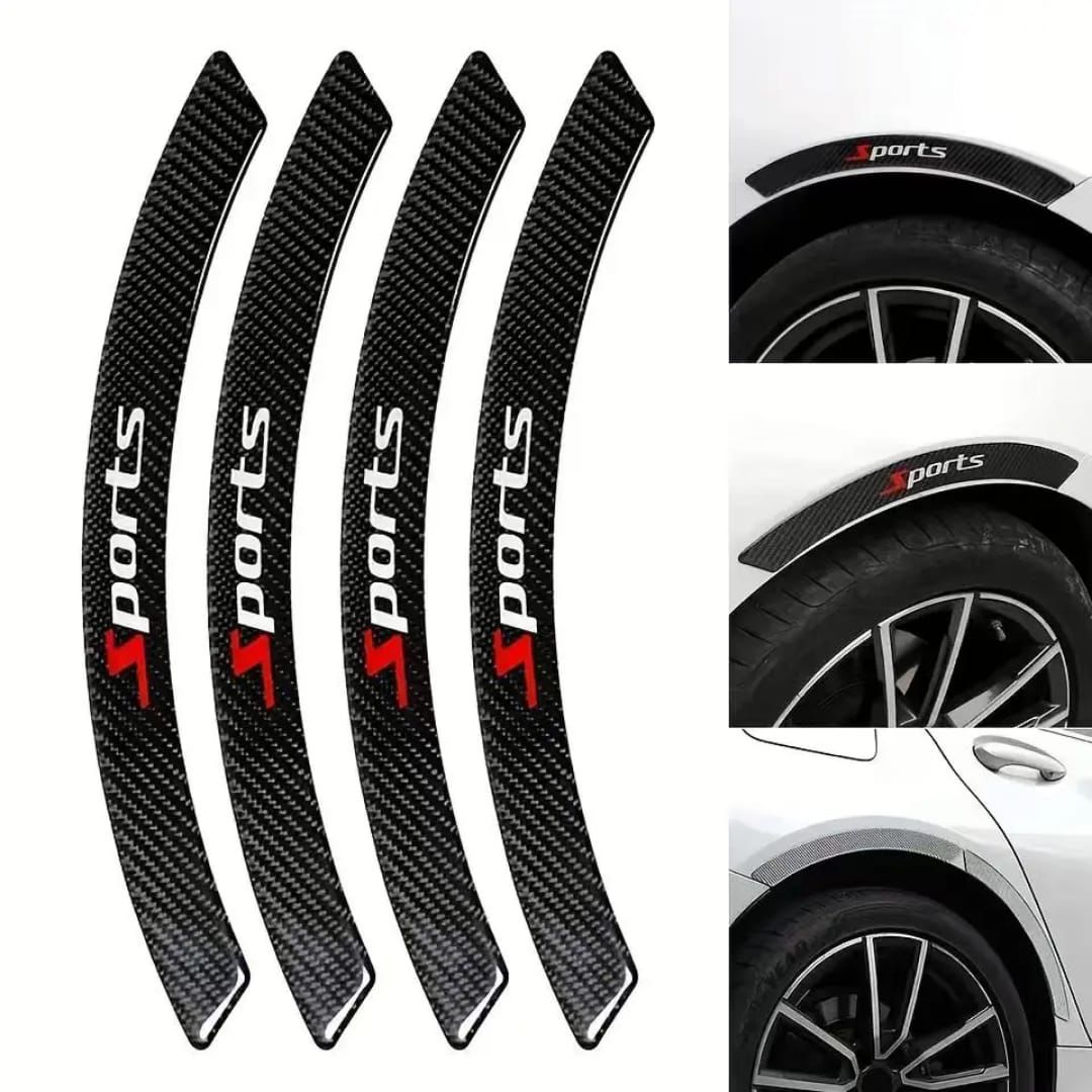 Bandes de Protection d’Aile Sports Carbon – Set de 4, Logo Sports Rouge & Blanc, Adhésif, Universel