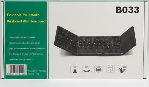 Clavier Bluetooth Pliable B033 avec Touchpad – Slim & Portable, Compatible Windows, Android, iOS