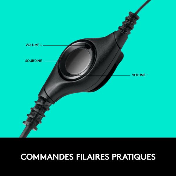 Logitech H390 – Casque USB Filaire Micro Anti-Parasite + Commandes Filaires (Noir)