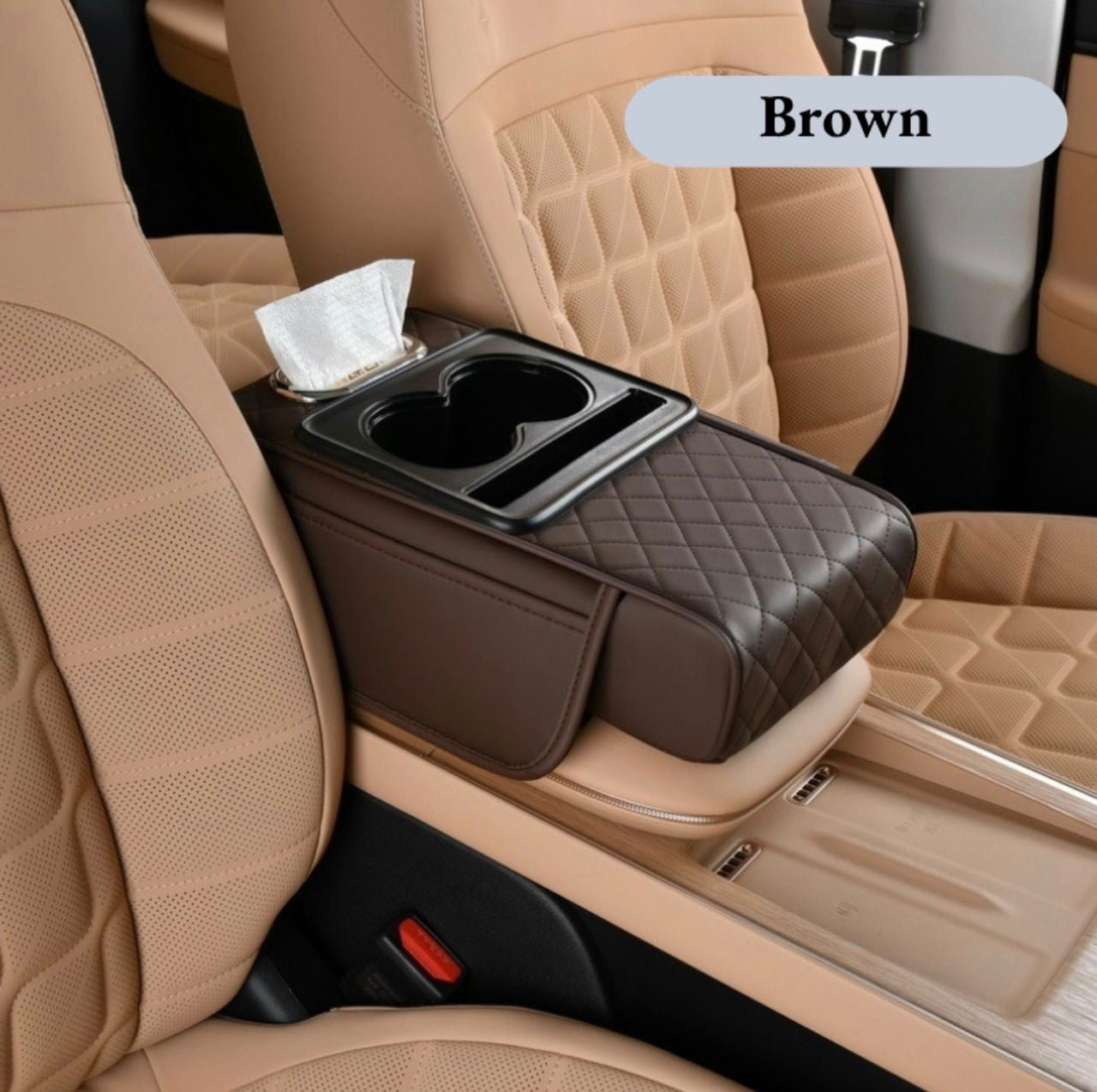 Accoudoir Central Voiture PU - Porte-Gobelets & Rangement Universel