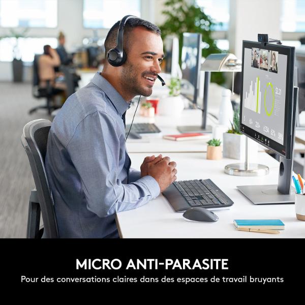 Logitech H390 – Casque USB Filaire Micro Anti-Parasite + Commandes Filaires (Noir)