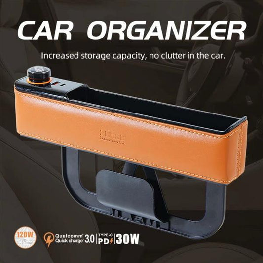 ZHUSE ZS-CA-003C – Boîte Rangement Voiture Comble-Espace + Chargeur 120W (USB-A + USB-C + Allume-Cigare)