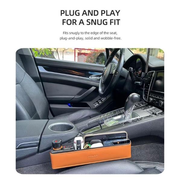 ZHUSE ZS-CA-003C – Boîte Rangement Voiture Comble-Espace + Chargeur 120W (USB-A + USB-C + Allume-Cigare)