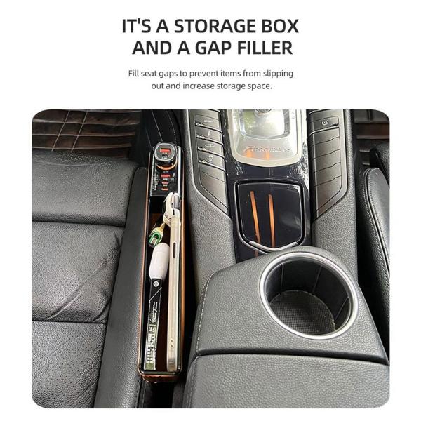 ZHUSE ZS-CA-003C – Boîte Rangement Voiture Comble-Espace + Chargeur 120W (USB-A + USB-C + Allume-Cigare)
