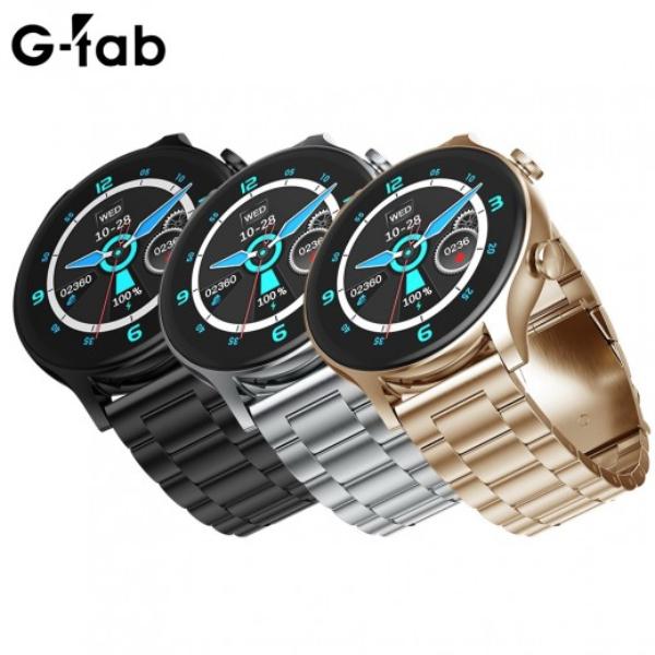 G-Tab GT6 – Montre Connectée Ronde Bracelet Acier Inoxydable – 3 Coloris (Noir / Steel / Gold)