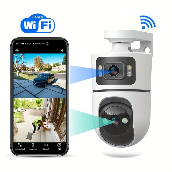 Lampe Caméra WiFi FS380L1 – Double Objectif 8MP PTZ Vision Nocturne Couleur App Mobile 2.4GHz