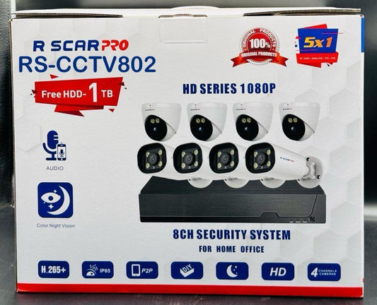 Kit Vidéosurveillance Complet 8 Canaux (4 Caméras HD) + Disque Dur 1 To Offert
