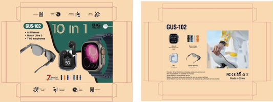 GUS-102 Kit 10-en-1 – Lunettes AI + Watch Ultra 3 + TWS