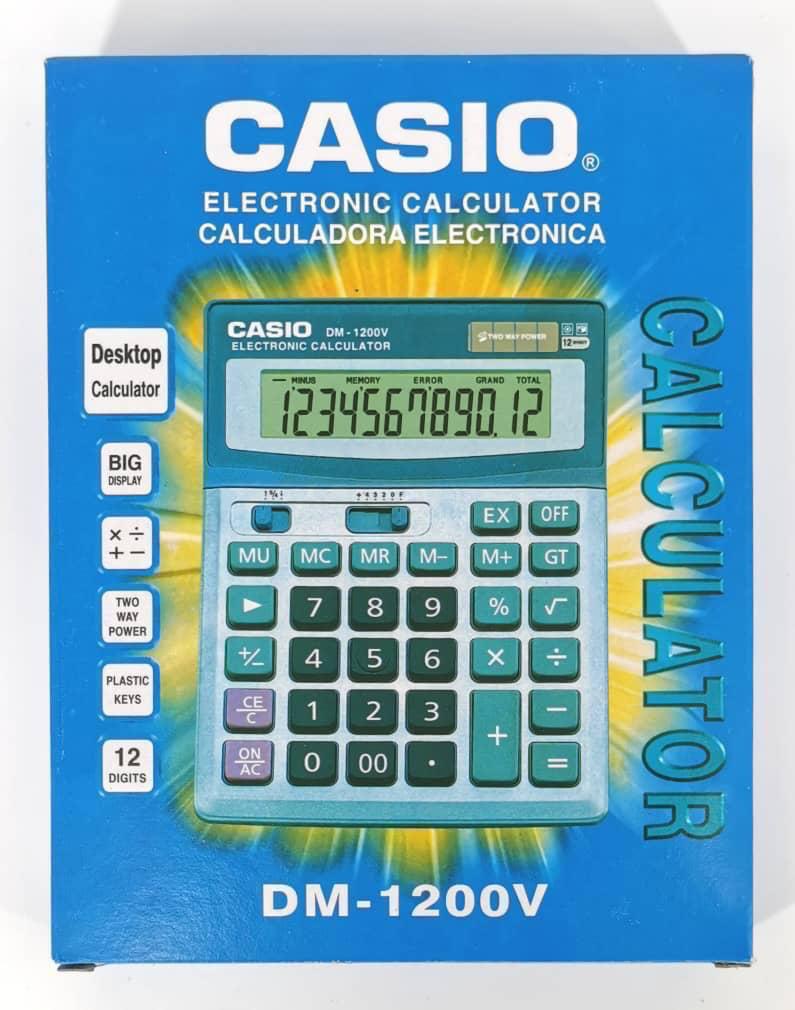 Calculatrice de Bureau Casio DM-1200V – 12 Chiffres, Grand Affichage, Double Alimentation