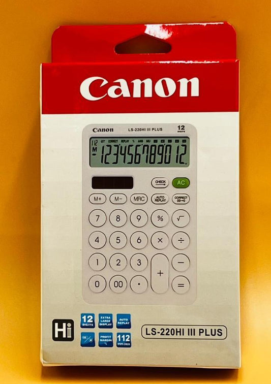 Calculatrice de Bureau Canon LS-220HI III PLUS – 12 Chiffres, 112 Steps Check