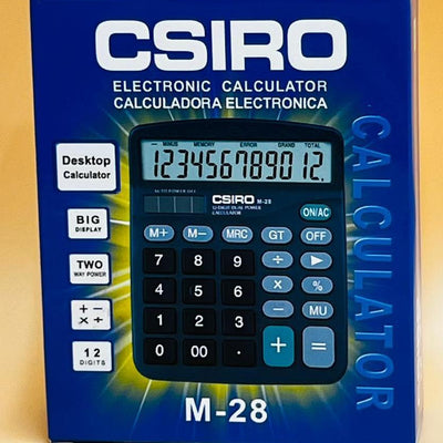 Calculatrice de Bureau CSIRO M-28 – 12 Chiffres, Grand Affichage, Double Alimentation