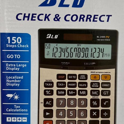 Calculatrice de Bureau BLD BL-240D – 14 Chiffres, Check & Correct, Calcul TVA