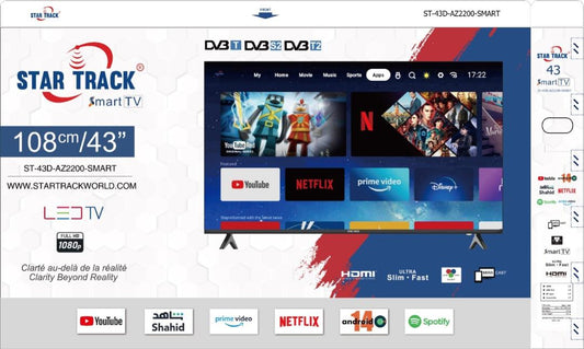Télévision Star Track Smart TV 43" (108cm) Full HD 1080p - ST-43D-AZ2200-SMART