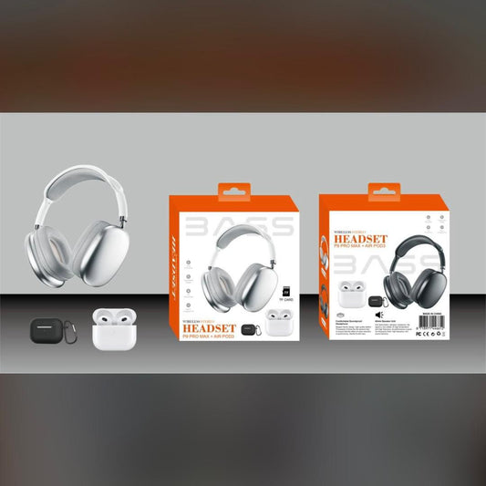 Pack 2 en 1 : Casque Sans Fil P9 PRO MAX + Écouteurs TWS AIRPODS - Wireless Headset
