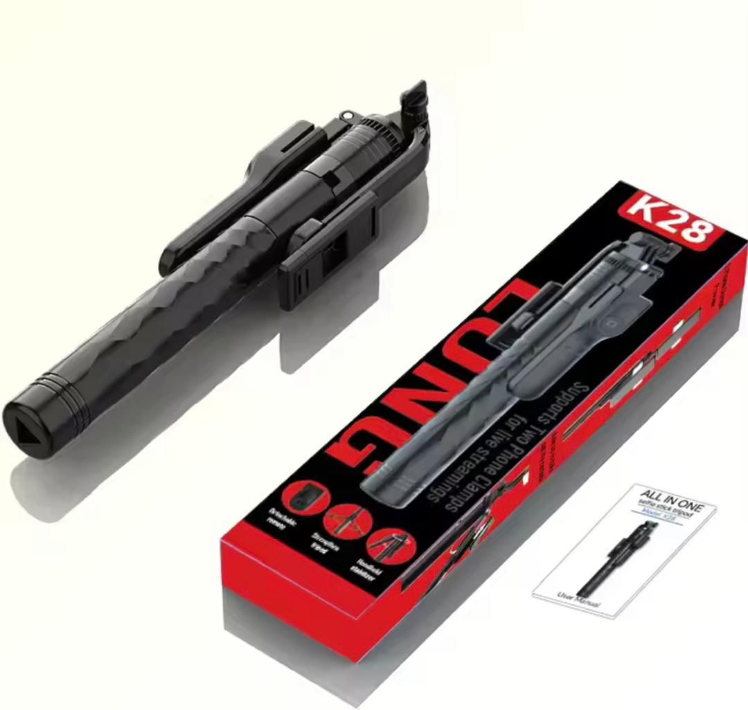 Selfie Stick Trépied LONG K28 - All in One avec Télécommande & Support Double Téléphone