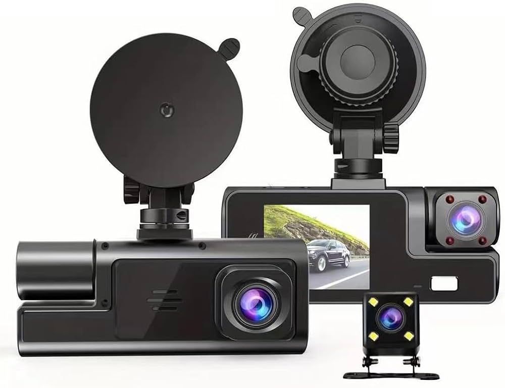 Dashcam Black Box GY-C308 – 3 Caméras Avant + Intérieur + Recul, Enregistreur de Trafic