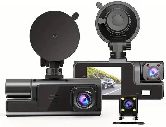 Dashcam Black Box GY-C308 – 3 Caméras Avant + Intérieur + Recul, Enregistreur de Trafic