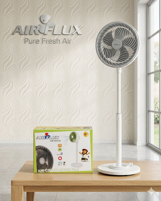 Ventilateur Air Flux TornaFan 10" – 80W, 3 Vitesses, Télécommande, Version Blanc & Gris, Édition Dakar 2026