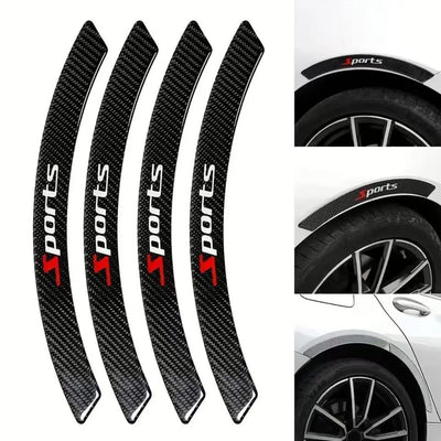 Bandes de Protection d’Aile Sports Carbon – Set de 4, Logo Sports Rouge & Blanc, Adhésif, Universel