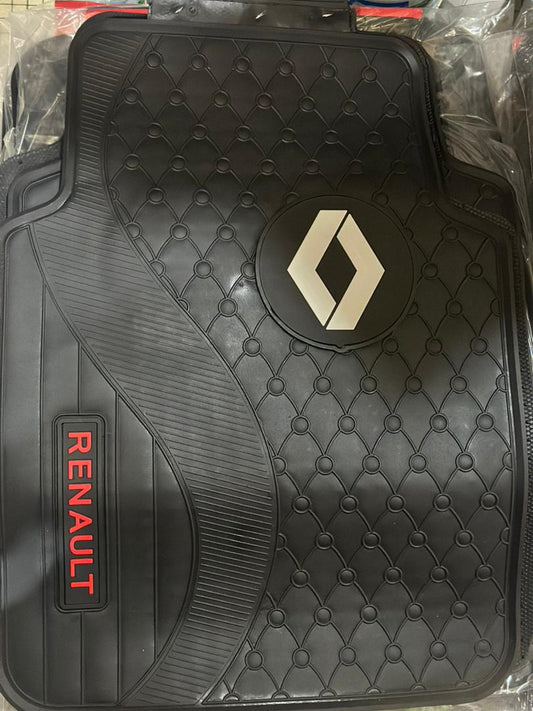 Tapis de Sol Renault – Caoutchouc Noir Premium, Logo Renault, Motif Matelassé, Antidérapant, Universel