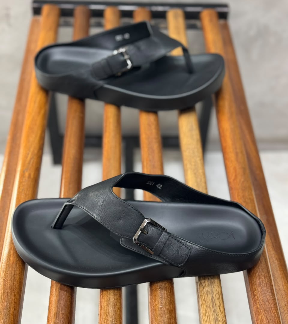 Sandales Kami – Tong Cuir Premium, Boucle Métal Argenté, Semelle Ergonomique – 4 Coloris