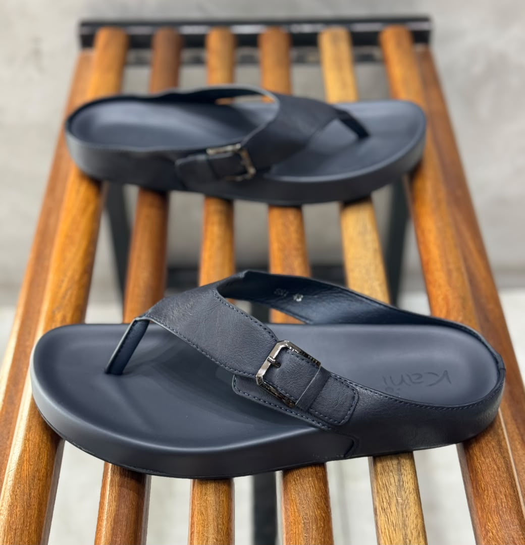 Sandales Kami – Tong Cuir Premium, Boucle Métal Argenté, Semelle Ergonomique – 4 Coloris