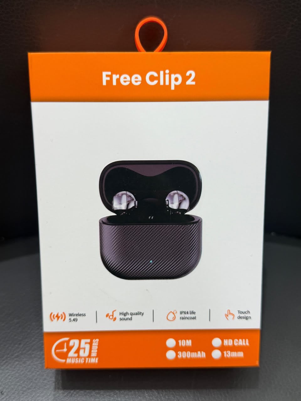 Free Clip 2 écouteurs TWS intra-auriculaires avec boîtier texturé premium noir