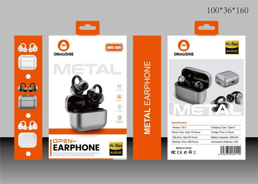 ORMUSHIE OMS-600 Metal Open-Earphone Hi-Res Audio – boîtier métal brossé, coloris Blanc et Noir