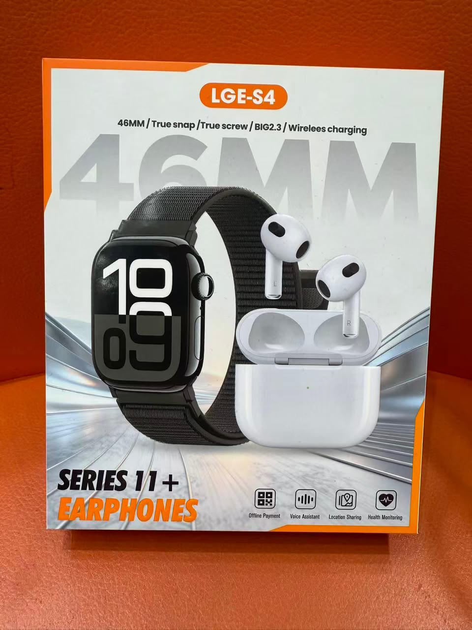 Pack LGE-S4 Series 11+ Smartwatch 46MM BIG 2.3" + Écouteurs TWS blancs style AirPods