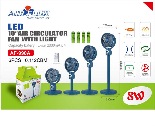 Ventilateur LED 10 pouces Air Flux AF-990A avec lumière et télécommande