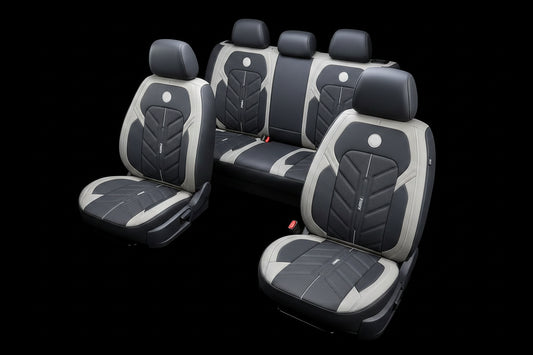 Coussin de Siège Auto THDY Bicolore Gris/Noir avec Appuie-Têtes