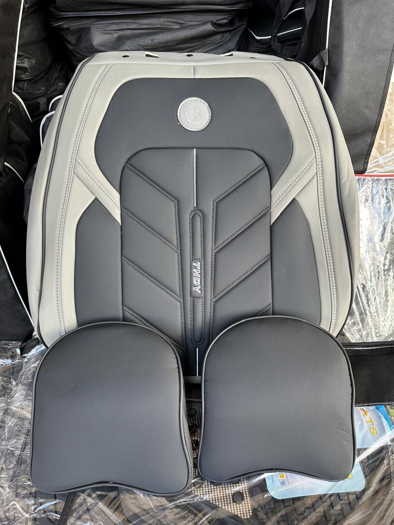 Coussin de Siège Auto THDY Bicolore Gris/Noir avec Appuie-Têtes