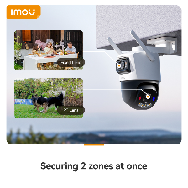 IMOU Cruiser Dual 2 Pro - vue nuit murale Blue Red Warning Light