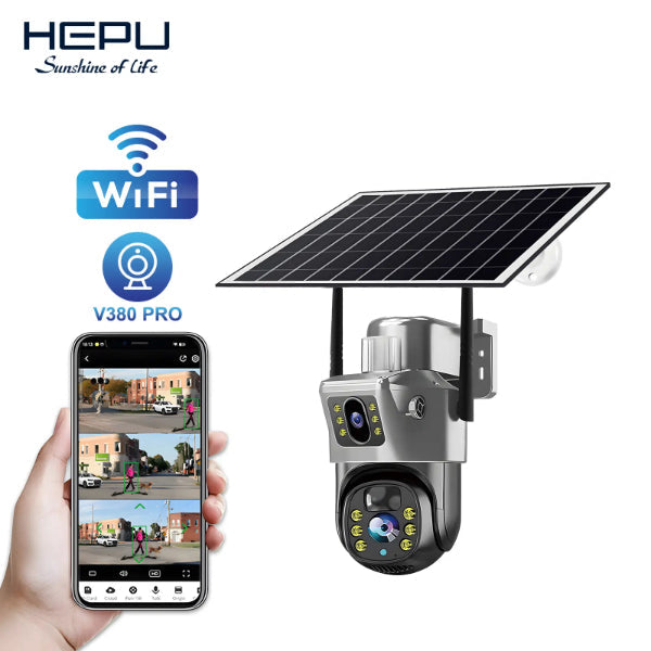 HEPU caméra solaire WiFi V380 Pro - surveillance smartphone