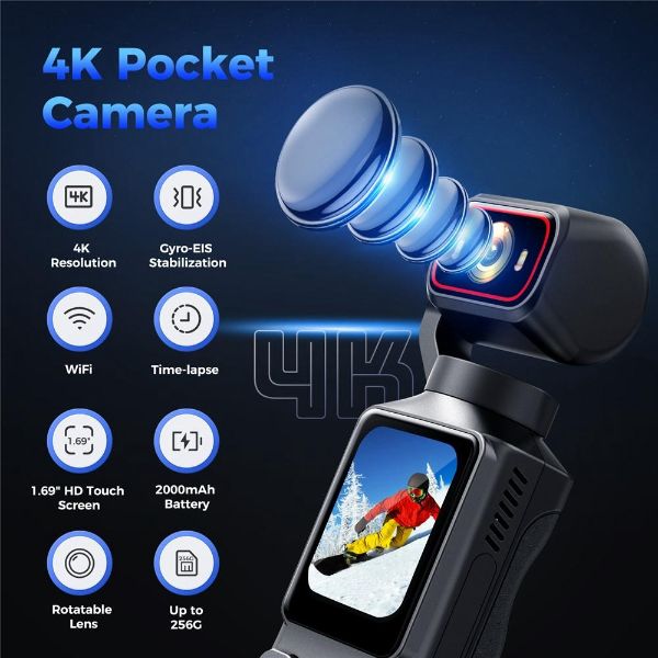 Camera Pocket 4K ecran tactile HD 1.69 pouces