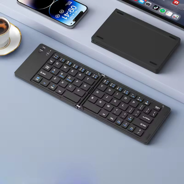Clavier Bluetooth pliable blanc - vue de face fermé