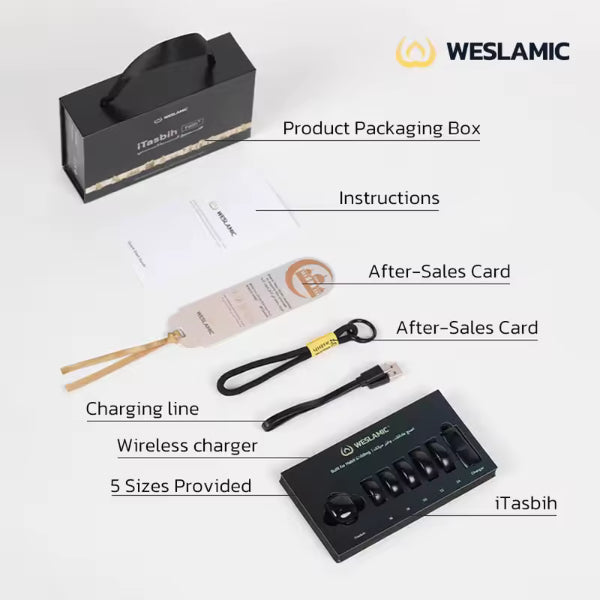 WESLAMIC iTasbih Faith+ Wireless Charger OLED Display 5 Sizes 16-24mm Touch Quietly