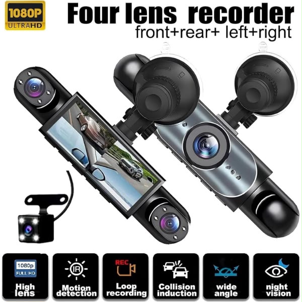 Dashcam 4K 30FPS – 4 Canaux WiFi + Application Mobile