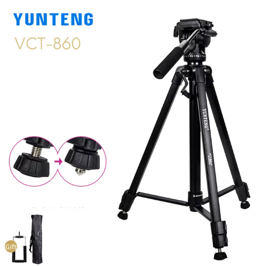 Trépied Yunteng VCT-860 – 168cm Tête Fluide + Clip Smartphone + Housse