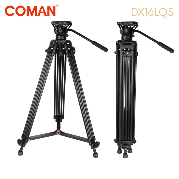 Trépied Professionnel Coman DX16LQS – Tête Fluide 360° + Interface 1/4