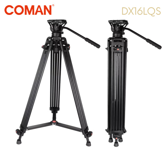 Trépied Professionnel Coman DX16LQS – Tête Fluide 360° + Interface 1/4