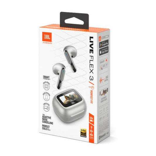 JBL Live Flex 3 (Original) – ANC + Écran Tactile + Design Open-Ear Chromé